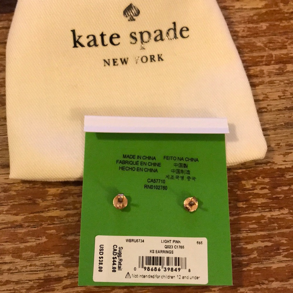 Kate Spade Earrings Light Pink with Bag - Picture 3 of 4